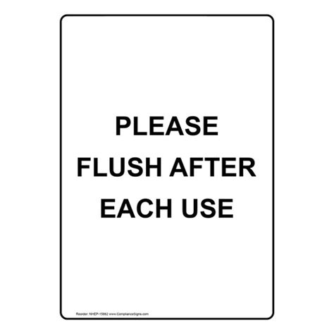 Vertical Sign Restroom Etiquette Please Flush After Each Use