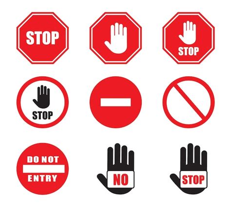 premium vector stop halt allowed area do not enter danger warning traffic sign vector