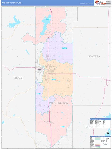 Washington County Ok Wall Map Color Cast Style By Marketmaps