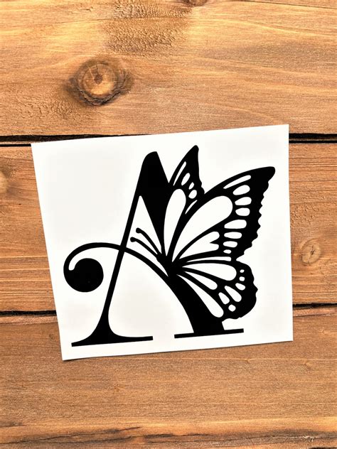 Butterfly Initial Butterfly Monogram Initial Decal Etsy