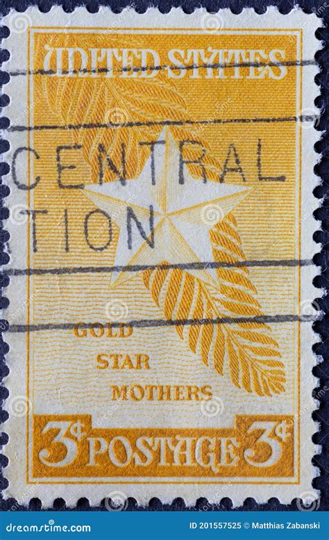 Usa Circa 1948 A Postage Stamp Printed In The Us Showing A Gold