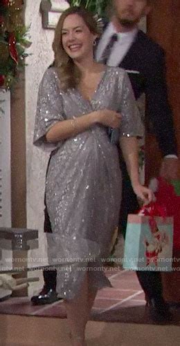 WornOnTV Hopes Silver Maternity Dress On The Bold And The Beautiful