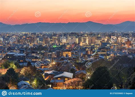Kyoto Japan Downtown Cityscape Stock Photo Image Of Sunset Kansai