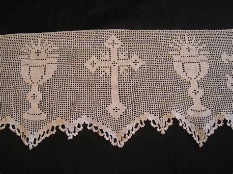 Rare C1920 Mary Card Very Ornate Filet Crochet Alb Altar Cloth Trim