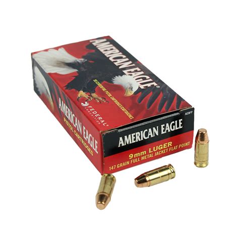 Federal American Eagle 9mm Luger 147 Gr Fmj Fp 50rd Top Gun Supply