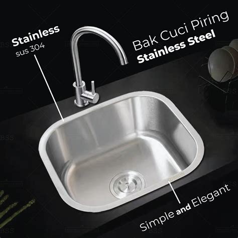 Kitchen sink 40 x 45 cm bak tempat cuci piring stainless steel tinggi 1