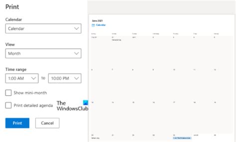 How To Print An Outlook Calendar In Windows 1110