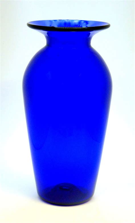 Large Tall Blue Glass Vase Handmade By Original Bristol Blue Glass
