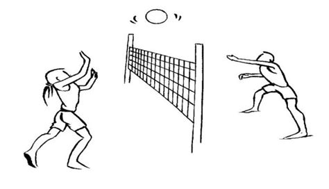 Volleyball,1 es un deportedonde dos equipos se enfrentan sobre un terreno de juego liso separados por una red central. Voleibol - Dibujalia - Dibujos para colorear - Elementos y ...