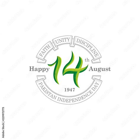 14th August Pakistan Independence Day Logo Typographic Emblems And Badge