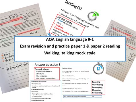 Aqa New Specification English Language Exam Revision Two Paper 1 And Paper 2 Reading Walking