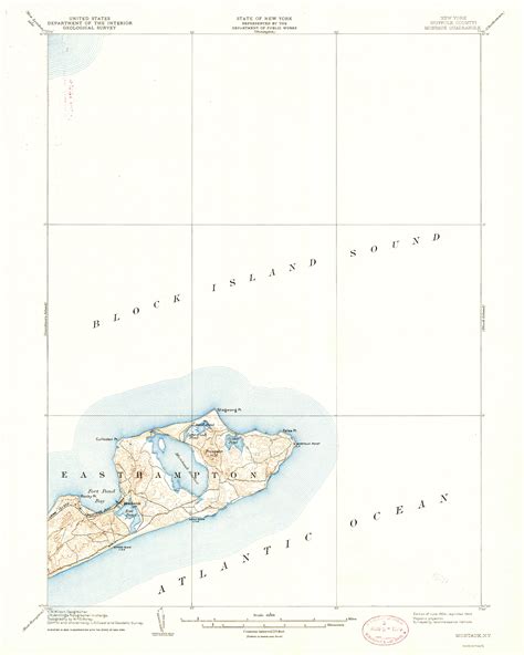 Montauk New York 1904 1944b Usgs Old Topo Map 15x15 Quad Old Maps