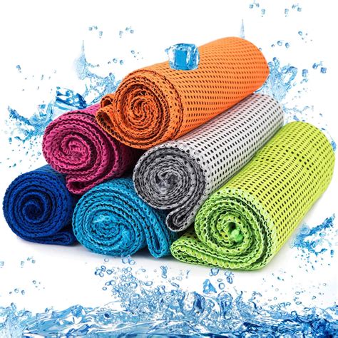 6 Pack Cooling Towels Soft Breathable Microfiber Ice Towel For Running