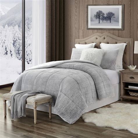 Its reversible design features two solid colors so you can achieve two different looks. swift home Premium Ultra-Soft 3-Piece Grey Faux Fur ...