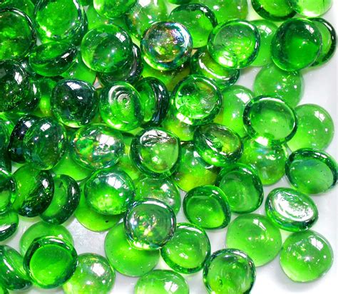 100 Approx Green Round Decorative Glass Pebbles Stones Beads