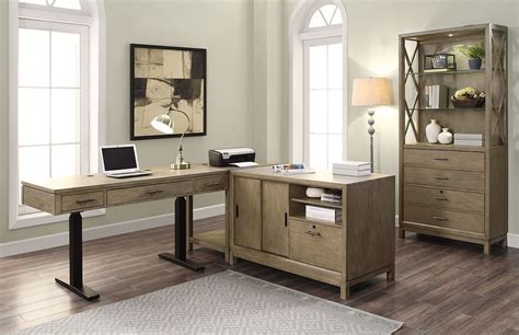 Midtown Modular Home Office Set W Power Lift Desk Parker House 1