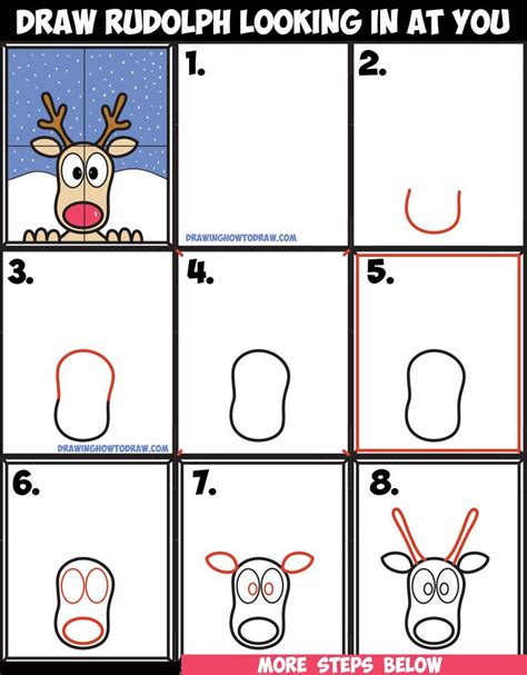 How to draw rudolph the red nosed reindeer. How to Draw Rudolph the Red Nosed Reindeer Looking in ...