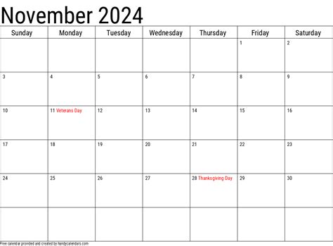 2024 November Holiday Calendar Belia Carolyn