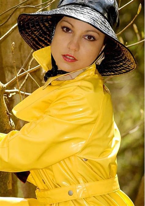 Shiny Yellow Raincoat And Black Hat Black Raincoat Raincoat Jacket Raincoat Monogram Rain