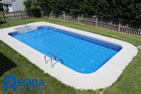 Rectangle Shaped Vinyl Liner Swimming Pool Located In Perry Hall Md