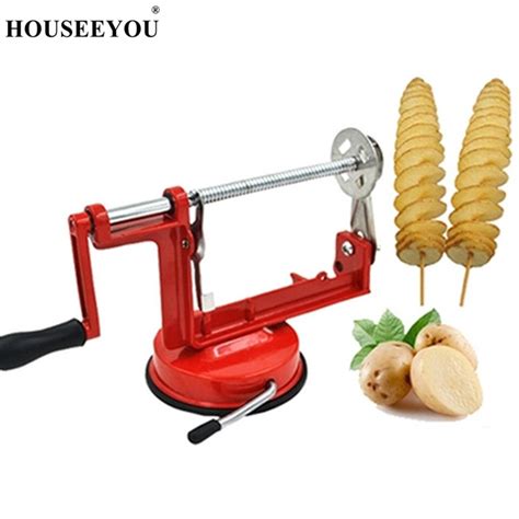 Houseeyou Manual Red Machine Vegetable Stainless Steel Twisted Spiral
