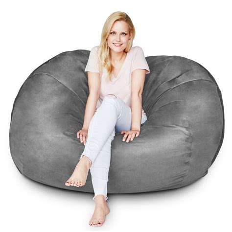 lumaland 5ft big bean bag chair with microsuede washable cover dark gray bean