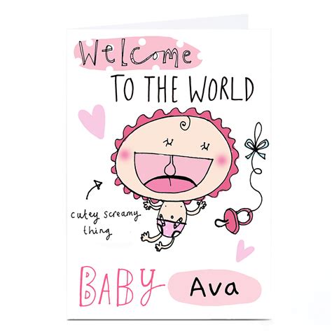 Buy Personalised Lindsay Loves To Draw Card Welcome To The World Pink For Gbp 229 Card