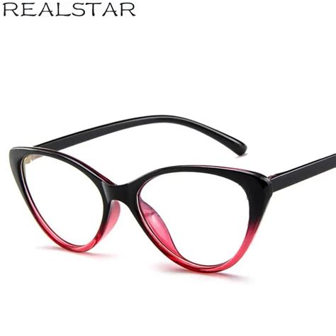 realstar 2018 sexy fashion cat eye frames eyeglasses womens myopia glasses optical frame brand