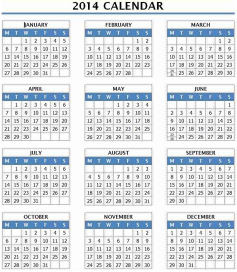 17 2014 Calendar Template Images 2014 Calendar Word Printable 2016