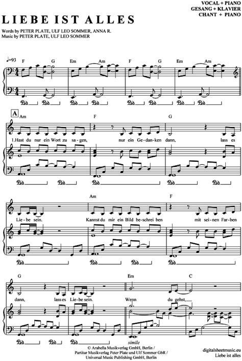 Maybe you would like to learn more about one of these? Liebe ist alles (Klavier + Gesang) Rosenstolz [PDF Noten ...