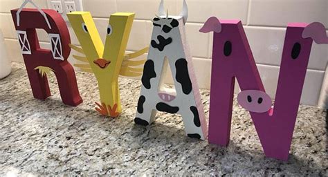 Farm Themed Hand Painted Free Standing Wooden Letters Farm Theme
