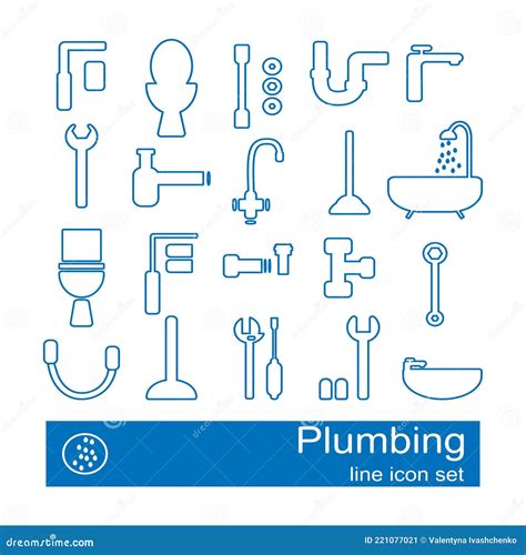 Plumbing Icons Line Set Vector Illustration Collection Stock Vector