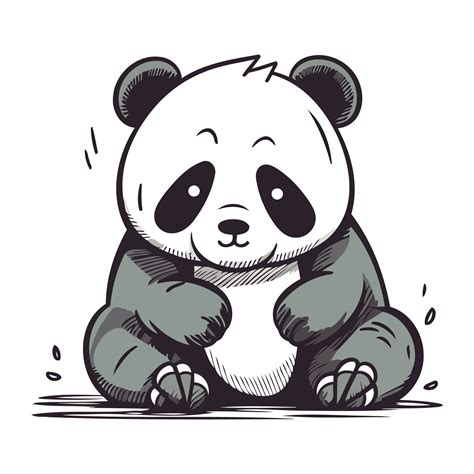 Cute Panda Cartoon Vector Illustration Hand Drawn Panda Vector
