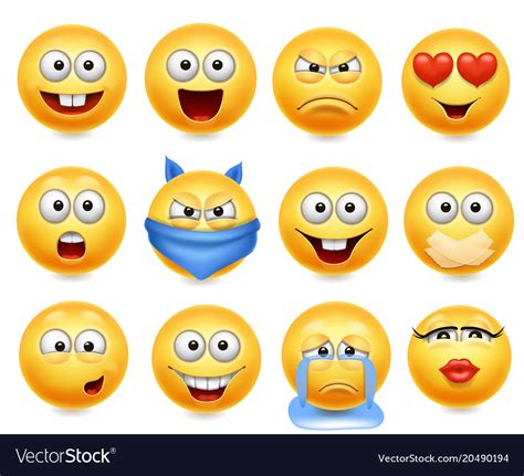 Smileys Set Smiley Faces Royalty Free Vector Image