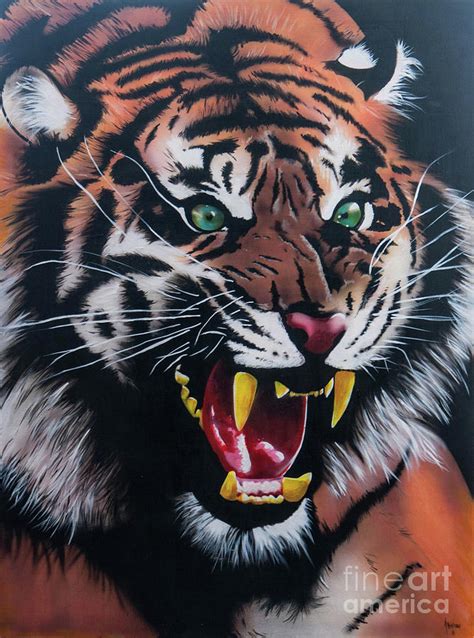Tigar Snarl Painting By Jamie Bishop Fine Art America