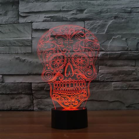 Skull Night Light 3d Led Illusion Colorful Ombre Lamp For Festival
