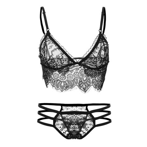 Buy 1set Summer Women Fashion Sexy Lingerie Dress Sets Sheer Lace Floral
