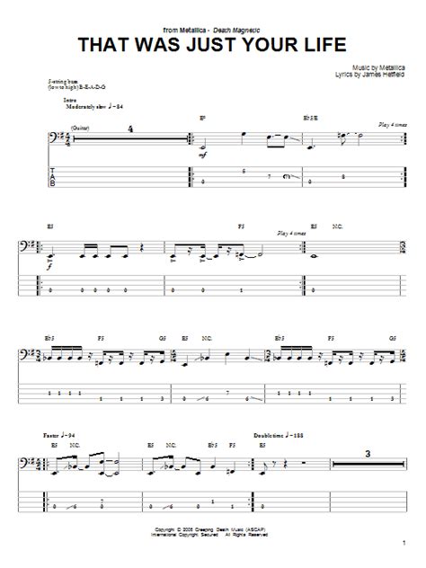 On our menu this time is everything i wanted by billie eilish. That Was Just Your Life by Metallica - Bass Tab - Guitar ...