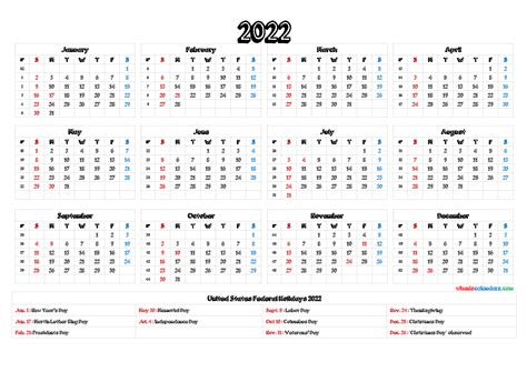 Printable Calendar 2022 Word Free Resume Templates
