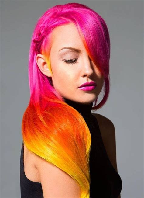However, since gray hair shampoos have blue undertones, only use them once per week. Pink orange and yellow | Hair styles, Vibrant hair colors ...