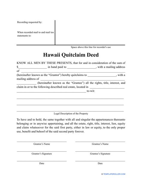 Hawaii Quitclaim Deed Form Fill Out Sign Online And Download Pdf