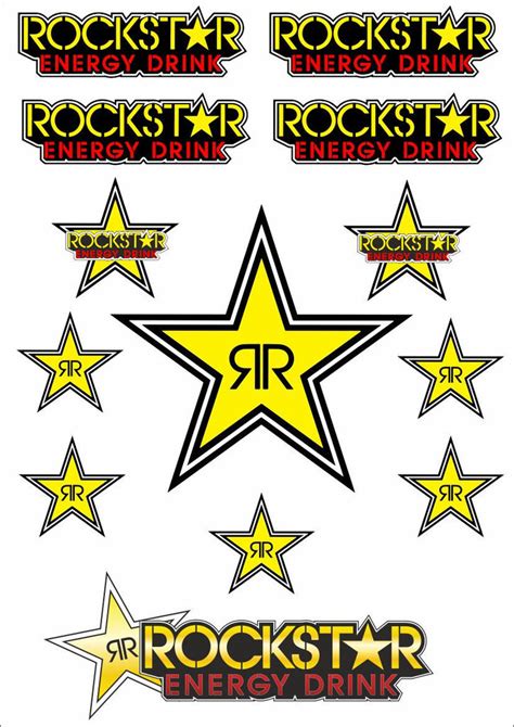 Rockstar Energy Drinks Logo Sheet Stickers Decals Adhesive Set 9 Pcs