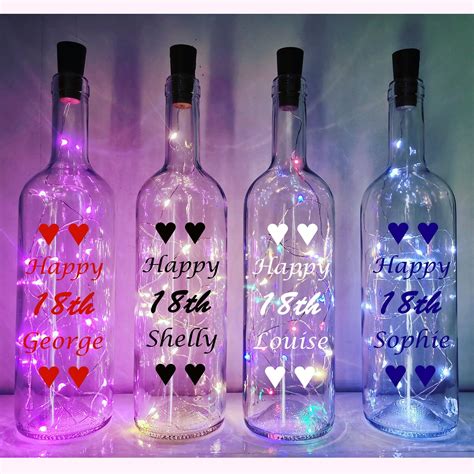 Personalised 18th Birthday T Light Up Wine Bottle Etsy