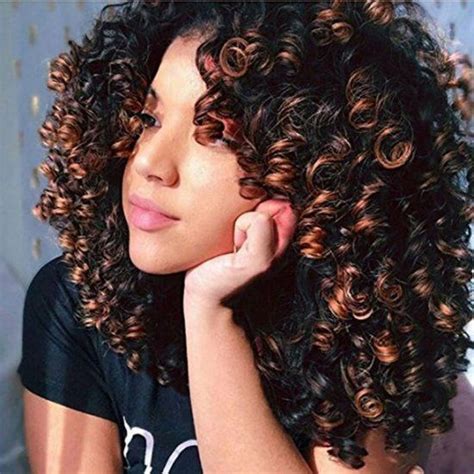 Cheap Realistic Synthetic Afro Wigs Blackbrown Long Fluffy Thick Curly
