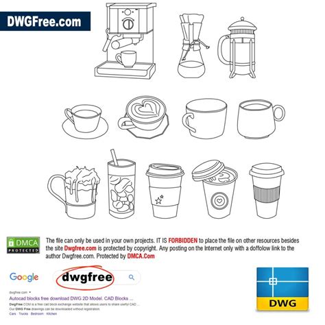 Free Coffee Cups 2d Cad Dwg File Download