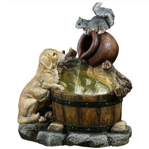 Diy solar powered water fountain (via solarpanelspower) diy patio pet fountain. NEW DOG with SQUIRREL WATER FOUNTAIN INDOOR OUTDOOR HOME ...