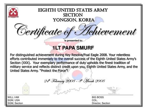 8 Army Certificate Of Appreciation Template Ppt Free Popular