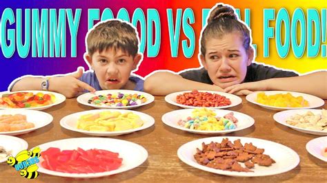 Gummy Food Vs Real Food Challenge Eating Gross Food Candy Youtube