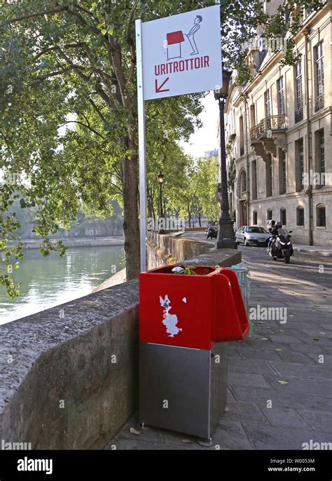 a new open air urinal is seen on ile saint louis in paris on august 16 2018 city officials