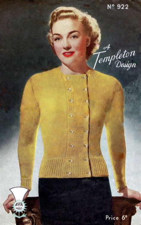 1940s cardigan with double buttons vintage knitting pattern pdf instant download vintage